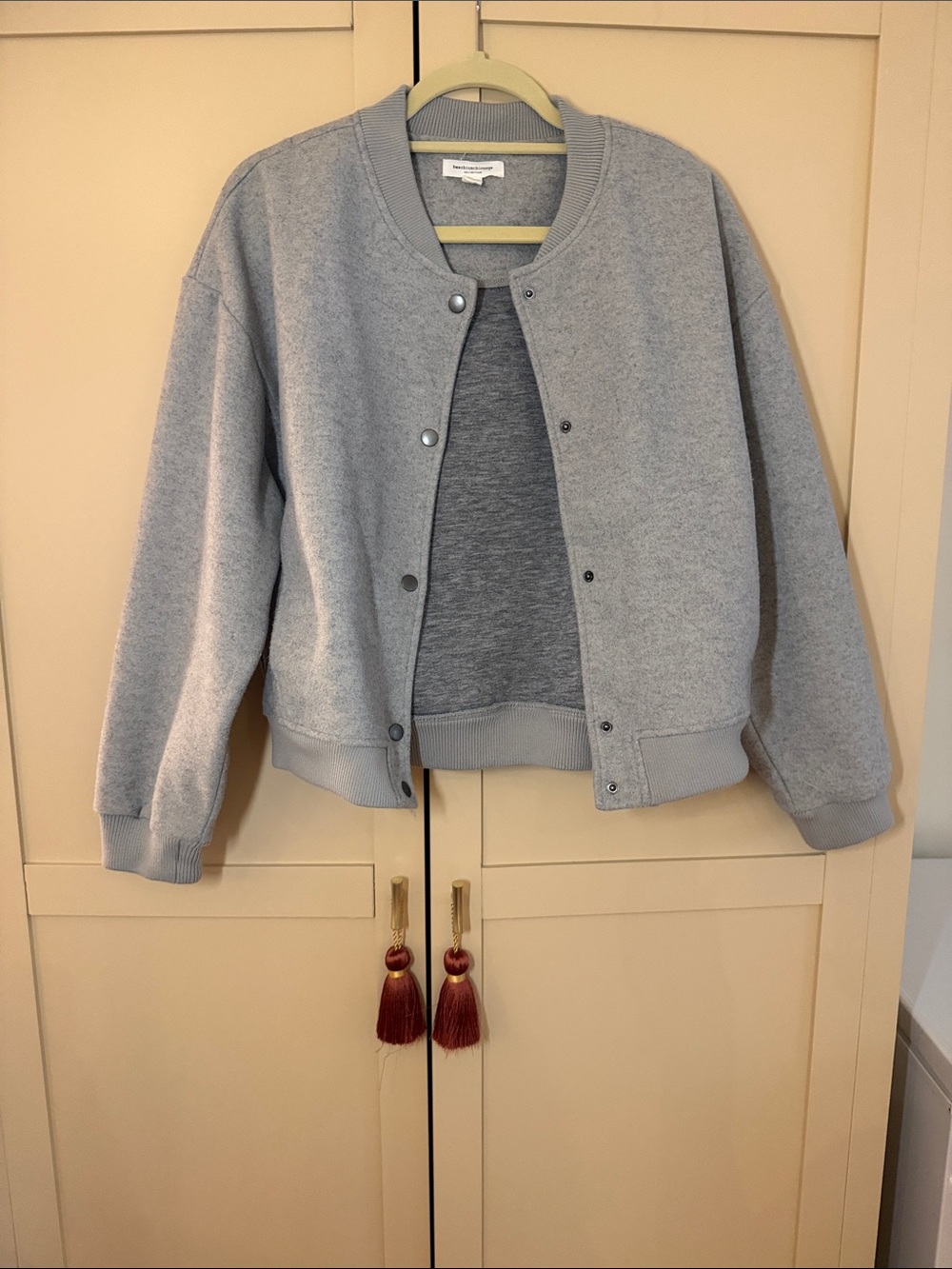 beachlunchlounge Light Gray Varsity Jacket